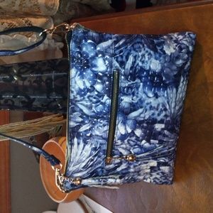 Mellow World Vegan Croc Blue/white floral print Shoulder Bag